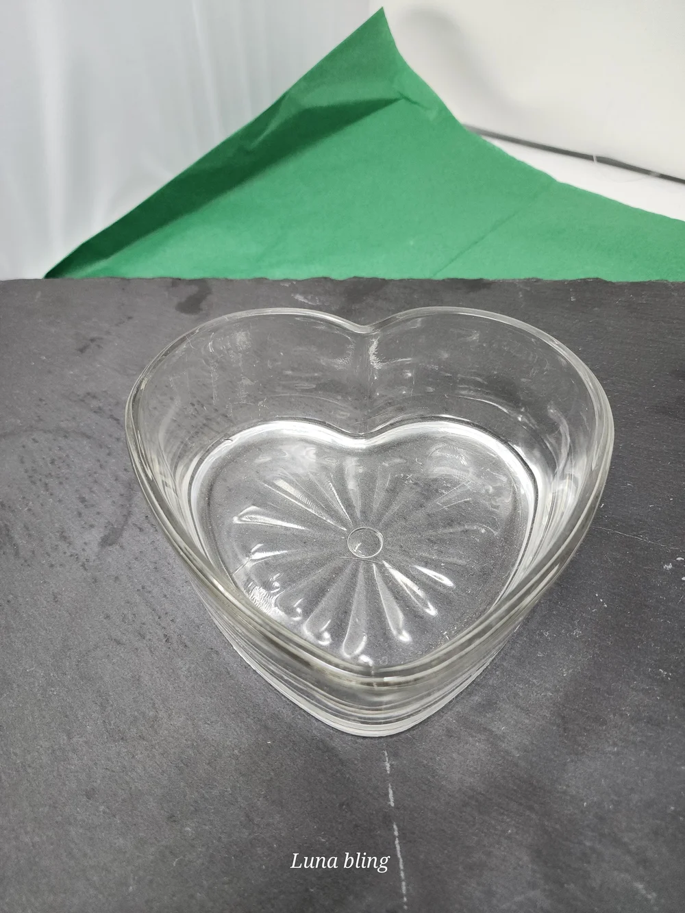 Clear Glass Heart Dish - Small Decorative Bowl